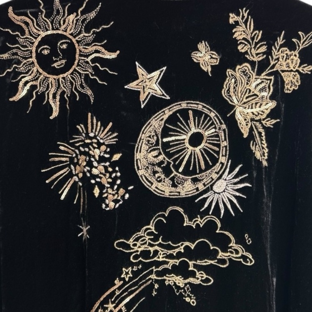 Johnny Was heavily embroidered celestial Miaora Velvet Kimono Shirt/Jacket NWT - Picture 12 of 16